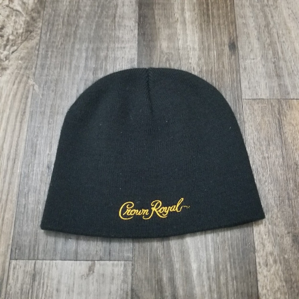 Crown Royal Hat Canada Canadian Whiskey Black Knit Cap Beanie One Size Unisex